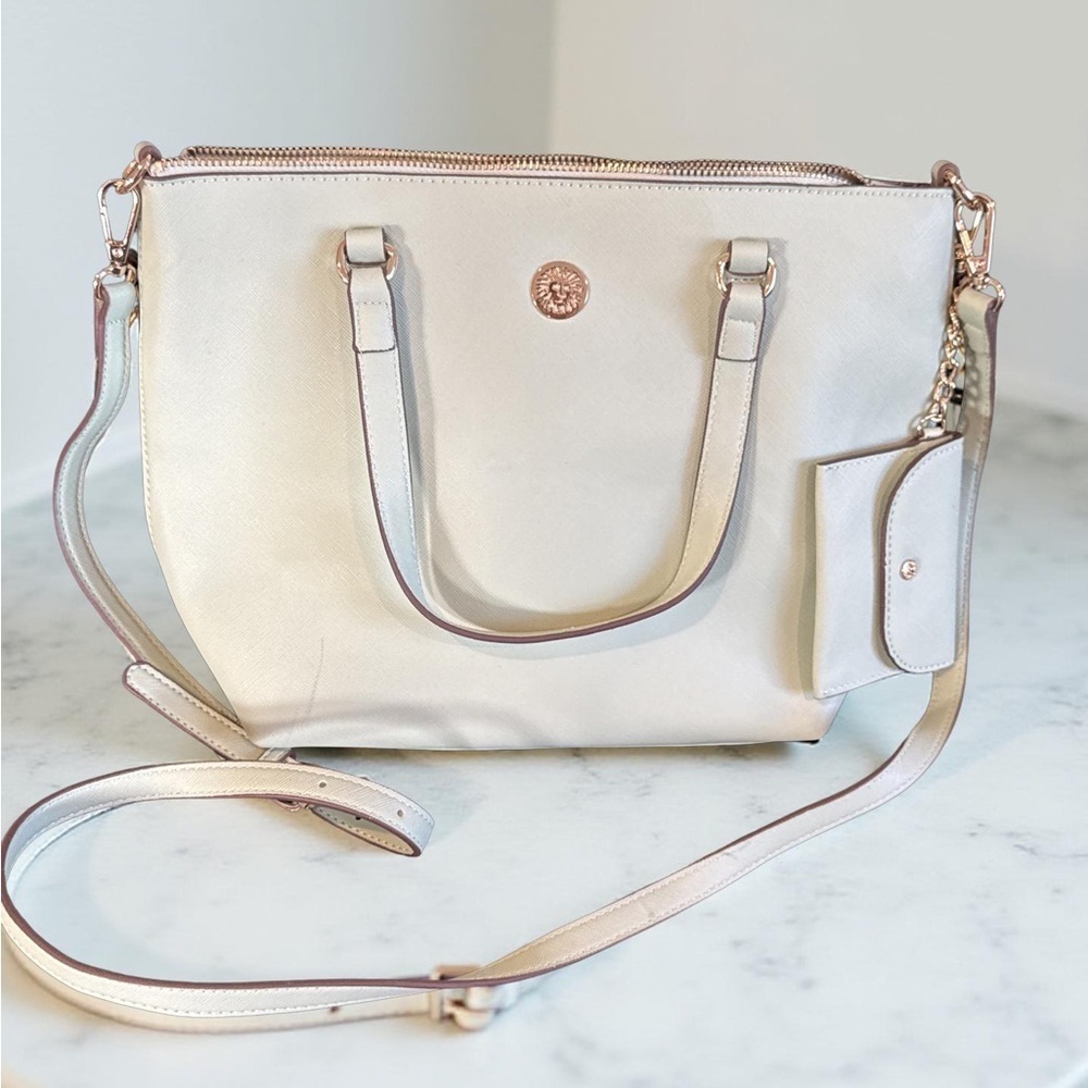 Anne Klein Green Pistachio Tote Bag with Gold Accents